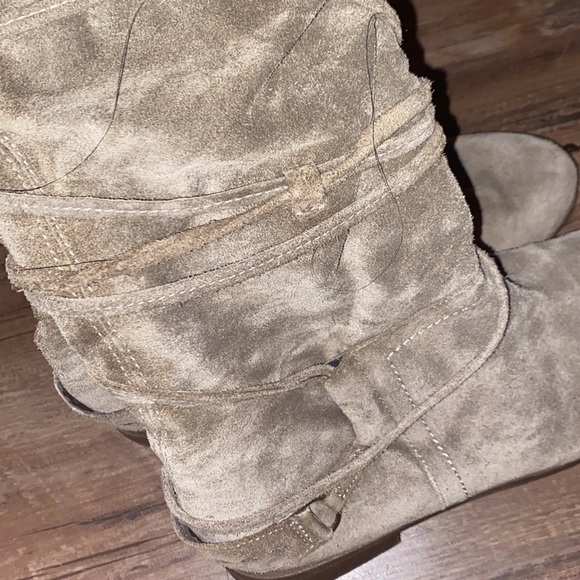 Aldo suede tie up zipper knee high fleece lined boots size 8 cream color taupe - Picture 3 of 10